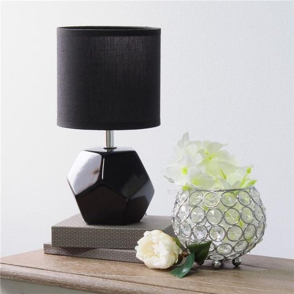 All The Rages All the Rages LT2065-BLK Simple Designs Round Prism Mini Table Lamp with Matching Fabric Shade; Black LT2065-BLK
